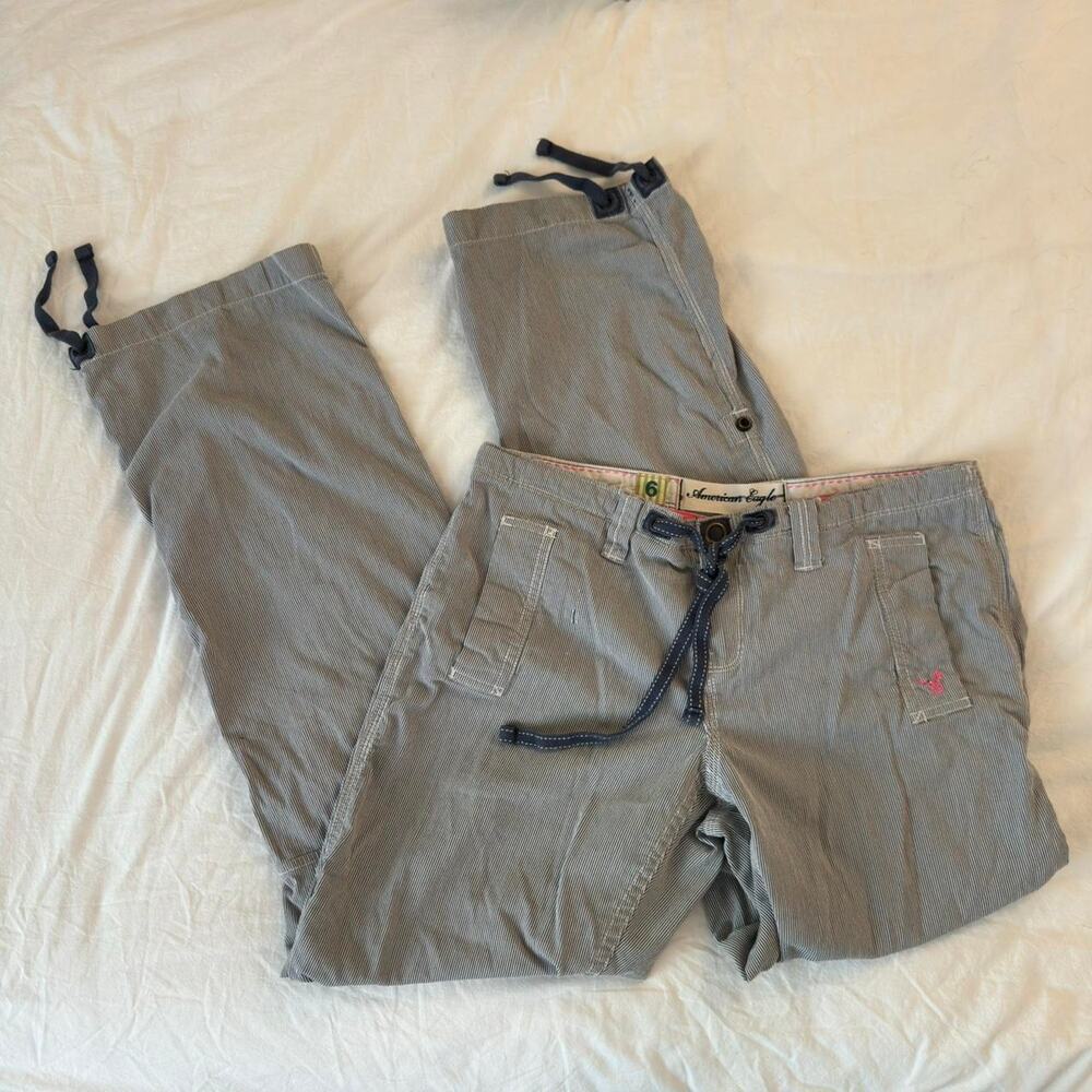 Grey and white striped Y2K earlyβ 2000s RARE American Eagle cargo pants
